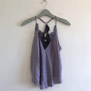 NWT Free People Starlight Purple Satin Lace Tank